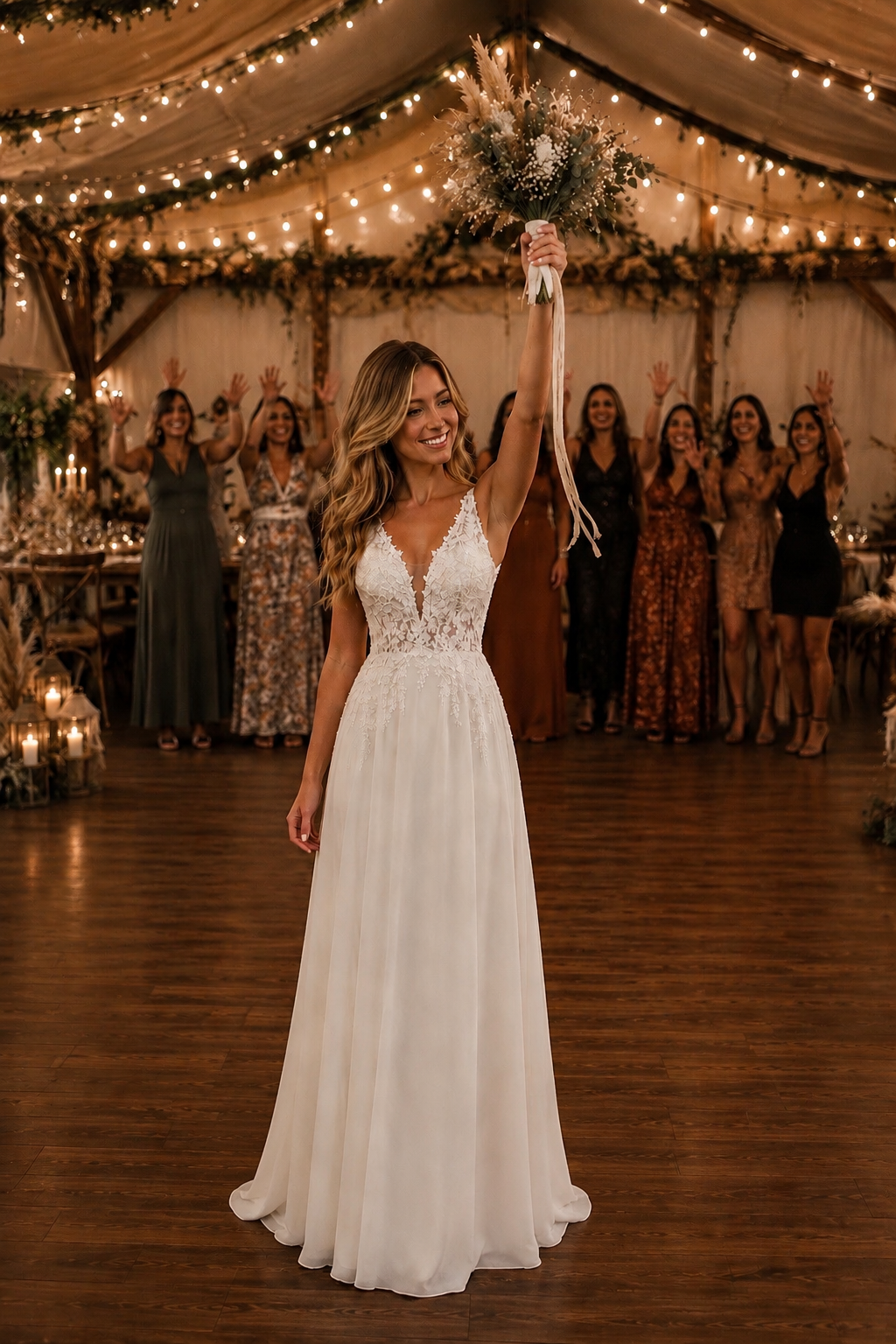 Custom Chiffon A-Line Wedding Dress with Lace Appliques & V-Neck | Sleeveless Bridal Gown for Beach, Garden & Elopement Weddings