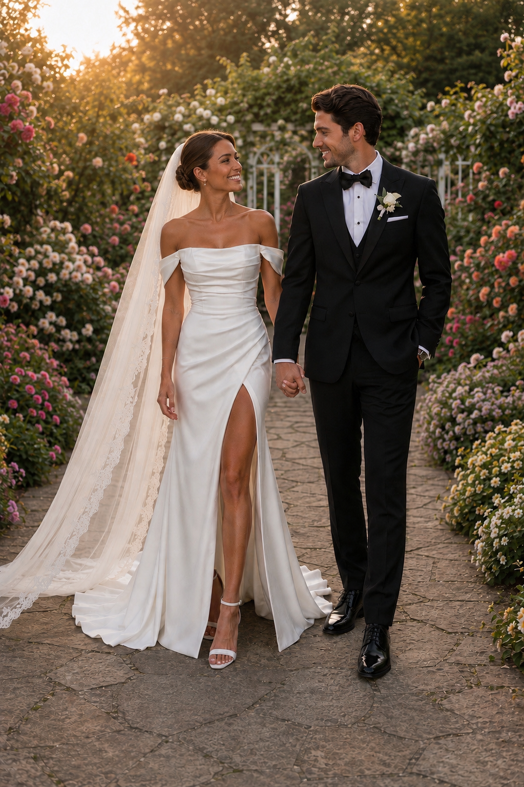 Off Shoulder Mermaid Wedding Dress with Side Slit | Custom Made Bridal Gow | 2026 wedding fashion